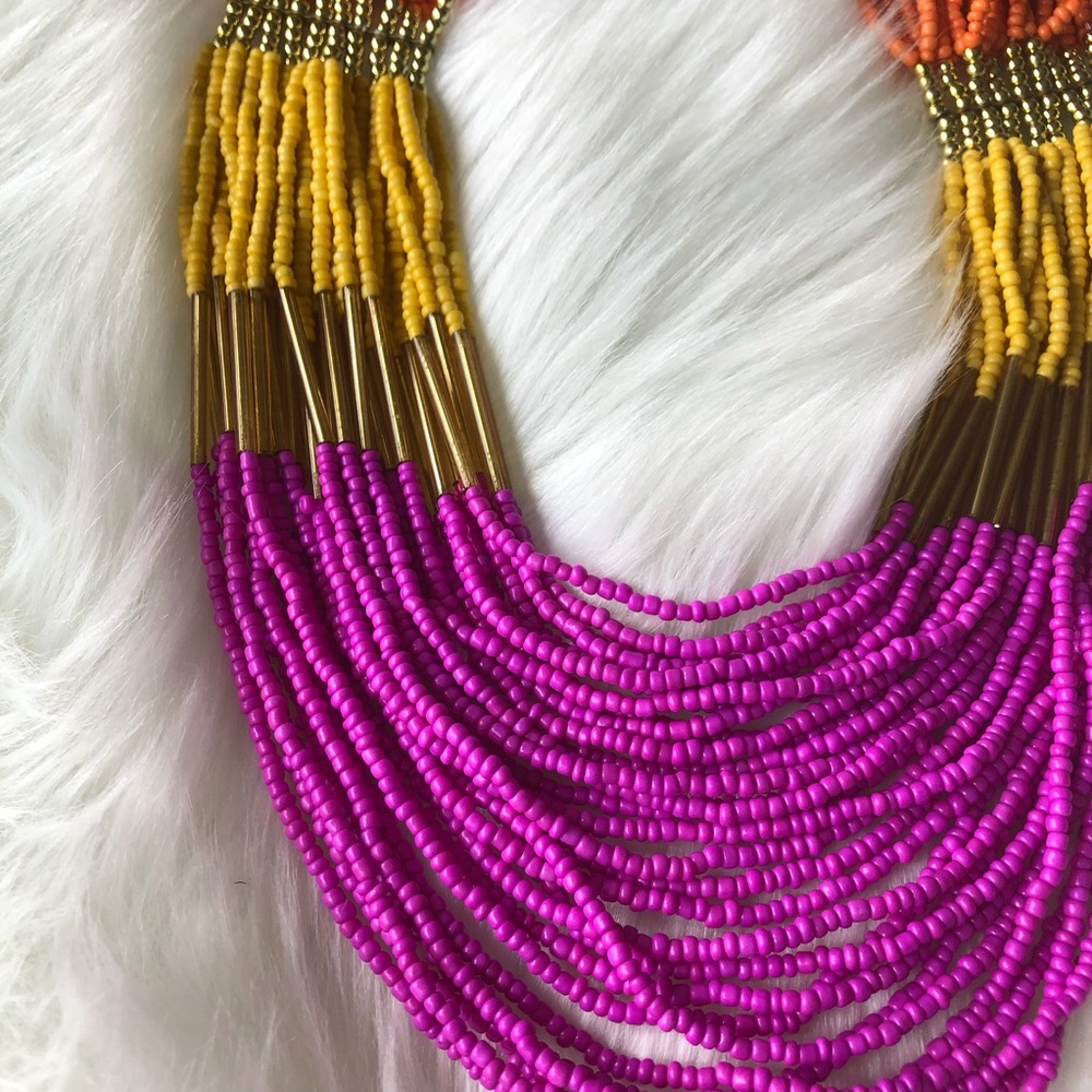 Colorful Glass Seed Bead Necklace - Picture 5 of 8